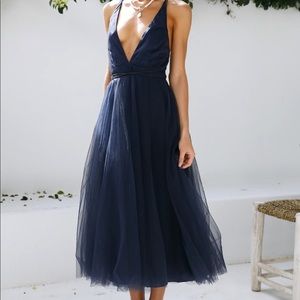 Summer Cinderella midi dress navy Hello Molly S NWT